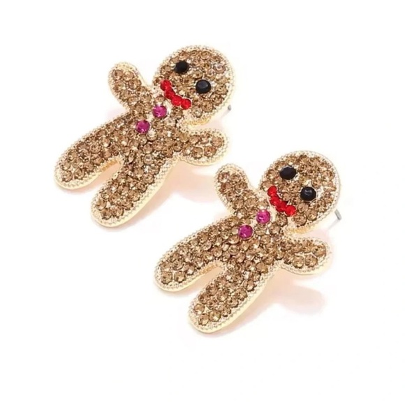 Gingerbread Christmas Crystal Earrings - Picture 5 of 7